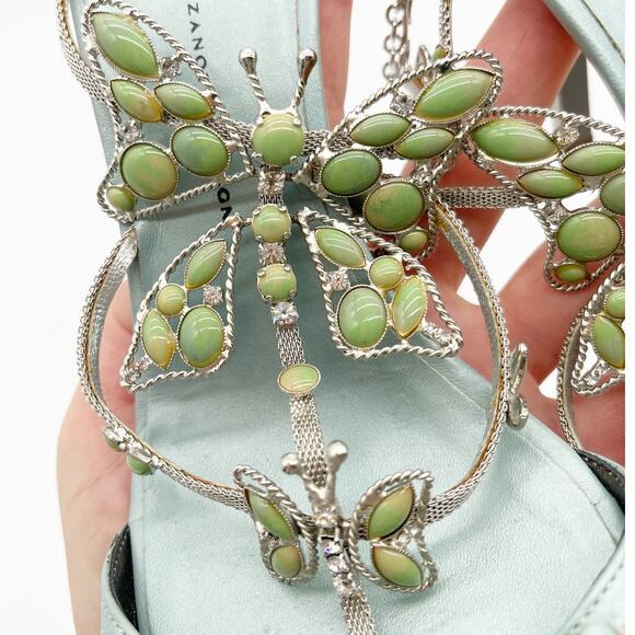 Giuseppe Zanotti Vintage y2k Light Blue Butterfly Strappy Heeled Sandals size 7 - Picture 9 of 14